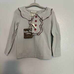 Matilda Jane Light Gray Long Sleeve with Purple Trim